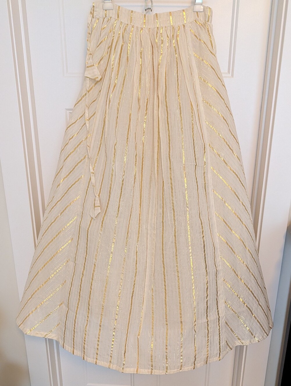 Women’s Cream and Gold Stripe Maxi Skirt